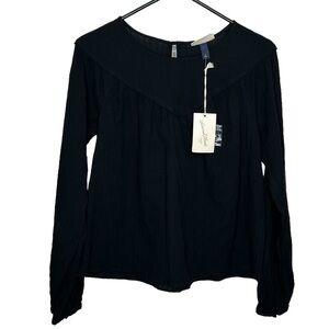 New Universal Thread peasant top blouse black boho muslin 100% Cotton Small